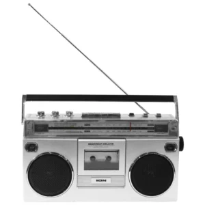 ION Audio Boombox Deluxe Stereo with Bluetooth AM/FM Radio Cassette Dual Speakers Full-Range Bass & Mic