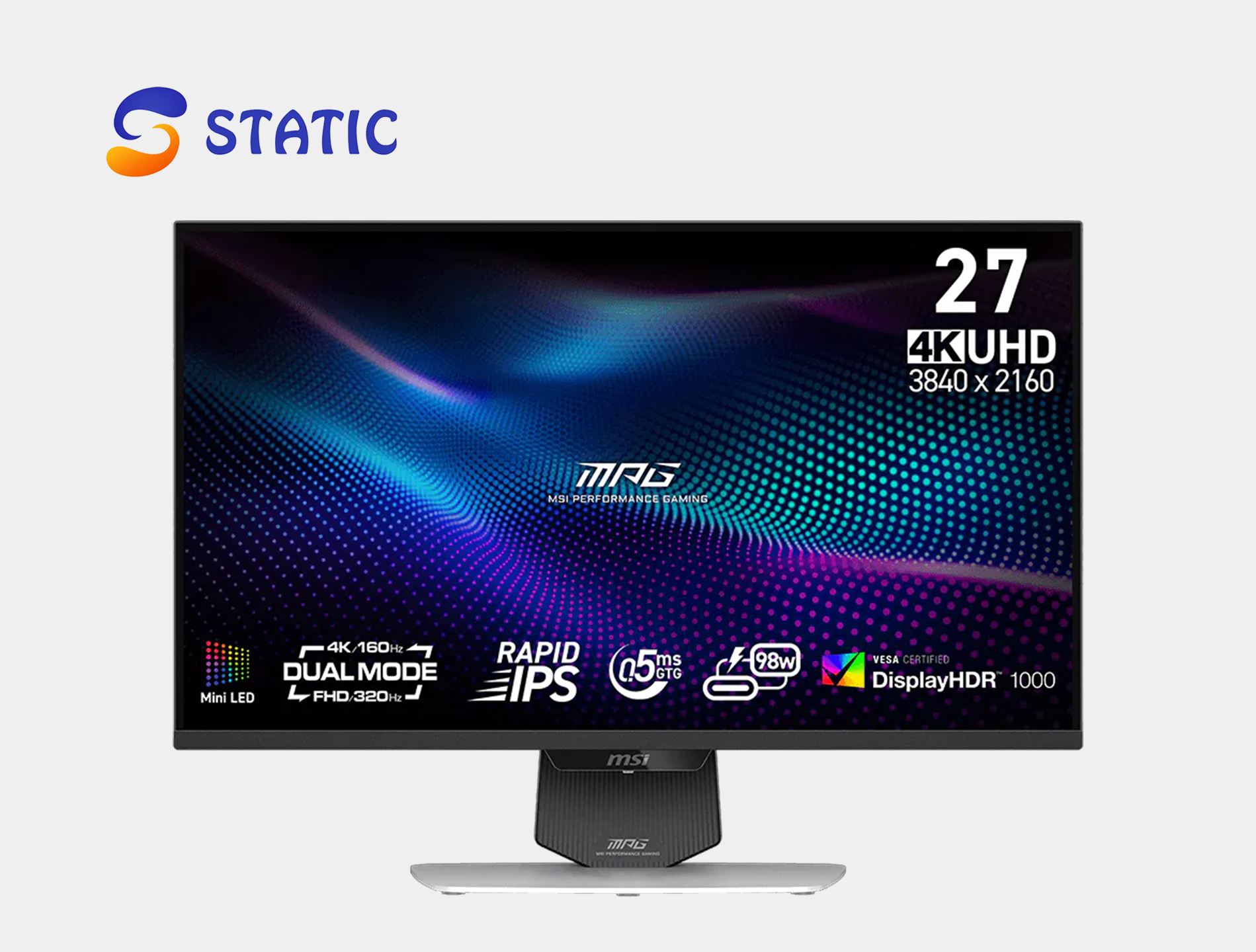 MSI MPG 274URDFW E16M 27" (UHD, FHD) Rapid IPS Mini-LED (160Hz, 320Hz) 0.5ms